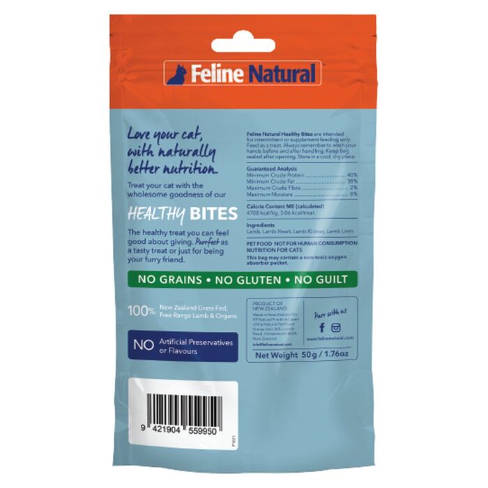 Feline Natural Cat Treat - Freeze Dried Healthy Bites - Lamb 50g
