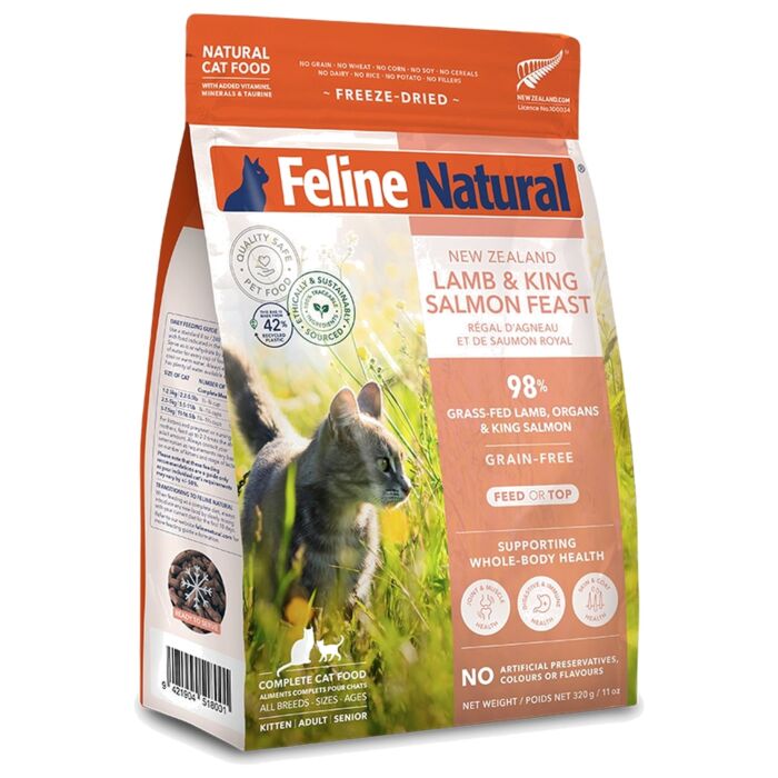 Feline Natural Freeze Dried Cat Food - Lamb & King Salmon Feast 320g