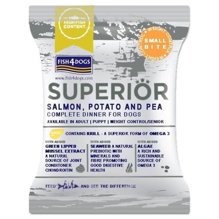 試食裝 Fish4Dogs Superior 升級系列 體重控制或老犬乾糧 - 細粒 - 三文魚 75g