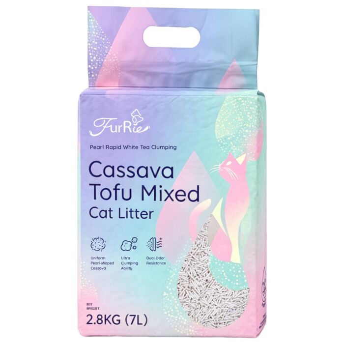 Furrie Pearl Rapid White Tea Clumping Cassava Tofu Mixed Cat Litter 2.8kg (7L)