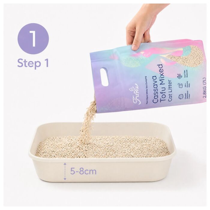 Furrie Pearl Rapid White Tea Clumping Cassava Tofu Mixed Cat Litter 2.8kg (7L)