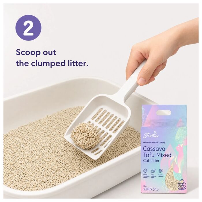 Furrie Pearl Rapid White Tea Clumping Cassava Tofu Mixed Cat Litter 2.8kg (7L)