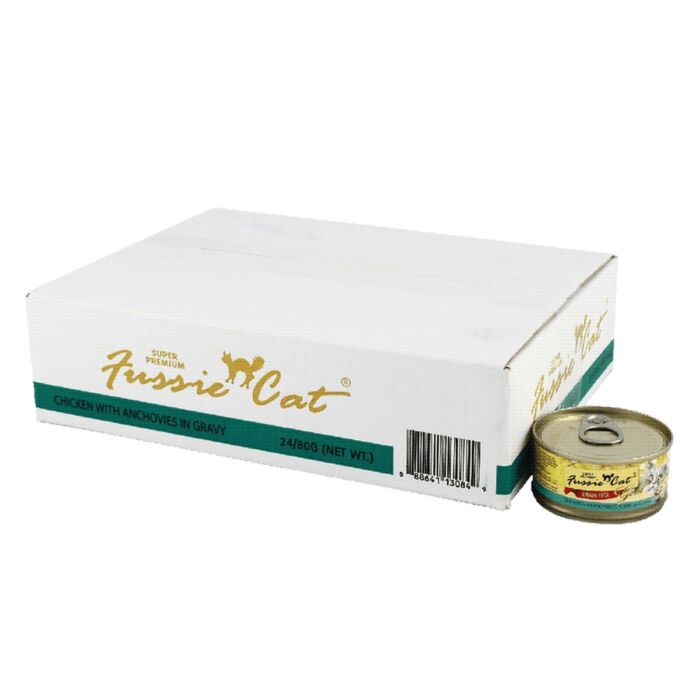 Fussie Cat Can - Gold Label - Chicken with Anchovies in Gravy 80g