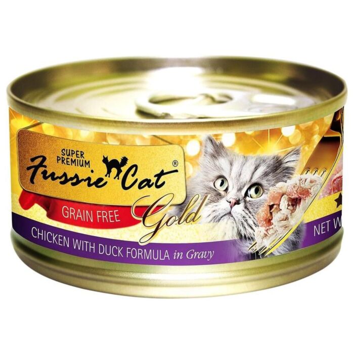 Fussie Cat Can - Gold Label - Chicken with Duck in Gravy 80g