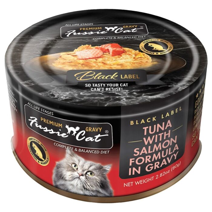 Fussie Cat 高竇貓濕糧 - 黑鑽 - 極品吞拿魚三文魚肉汁 80g