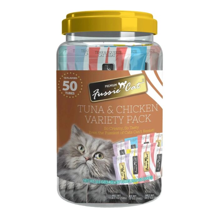 Fussie Cat Treat - Tuna & Chicken Assorted Puree 14g x50