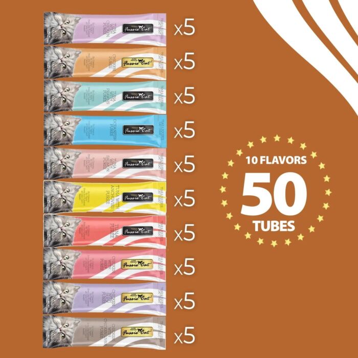 Fussie Cat Treat - Tuna & Chicken Assorted Puree 14g x50