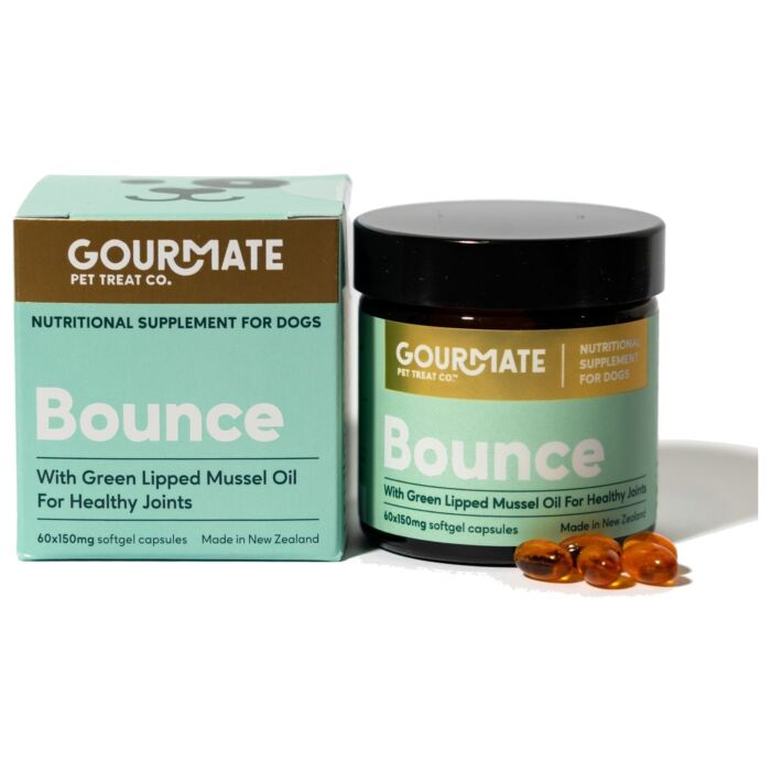 Gourmate Dog Supplement - Bounce With Green Lipped Mussel Oil For Healthy Joints 60 Capsules