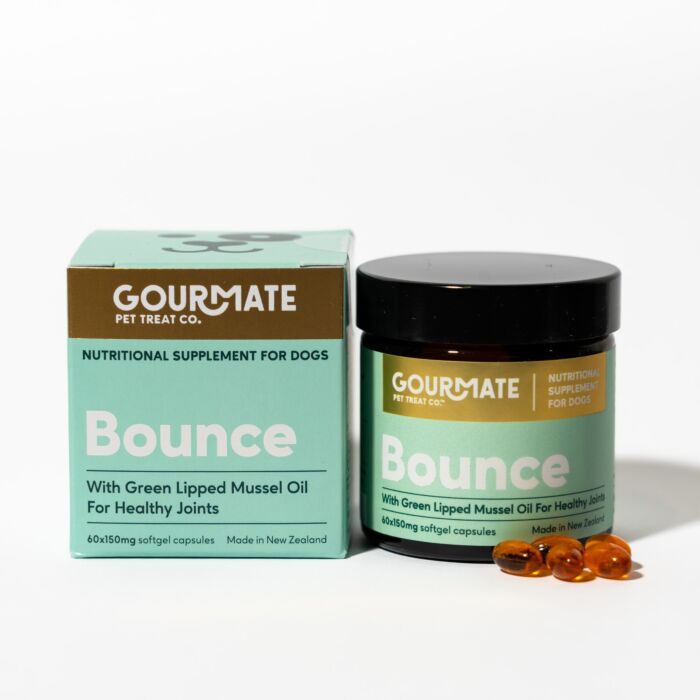 Gourmate Dog Supplement - Bounce With Green Lipped Mussel Oil For Healthy Joints 60 Capsules
