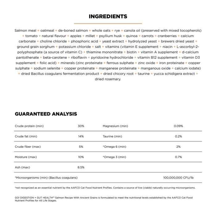 Go! SOLUTIONS Cat Food - Digestion & Gut - Salmon With Grains