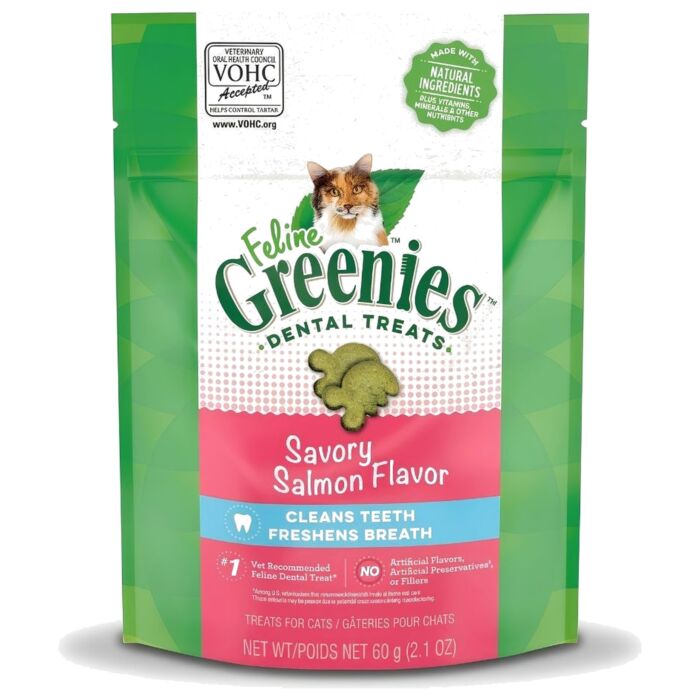 Greenies Cat Dental Treat - Savory Salmon 2.1oz - EXP 15-11-2026
