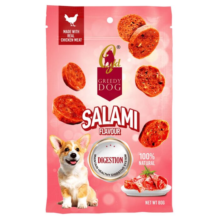 Greedy Dog Treat - Digestion Chicken Stick - Salami Flavor 80g
