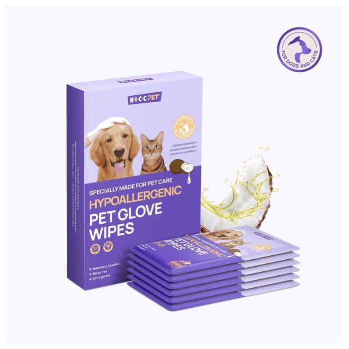HICC PET Hypoallergenic Pet Glove Wipes (Damask Rose Scent) 6pcs