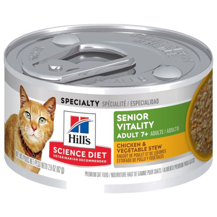Hills Cat Can - Science Diet Adult 7+ Senior Vitality - Chicken & Vegetable Stew 2.9oz
