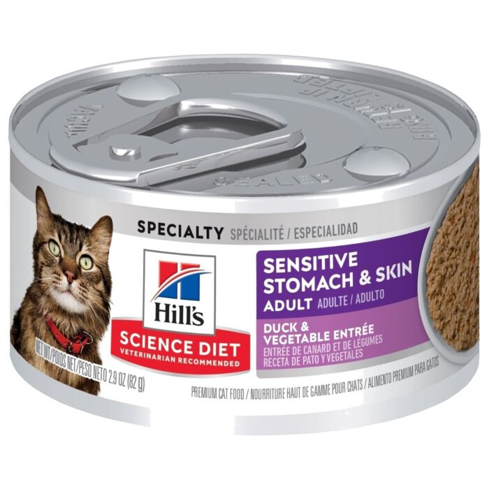 Hills Cat Can - Science Diet Sensitive Stomach & Skin - Duck & Vegetable Entree 2.9oz
