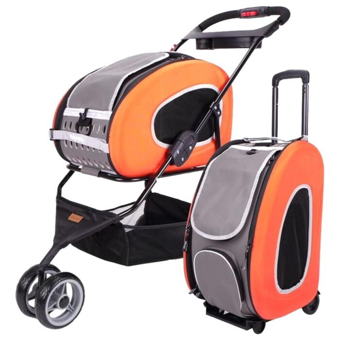 IBIYAYA 5-IN-1 Combo EVA Pet Carrier/Stroller - Tangerine