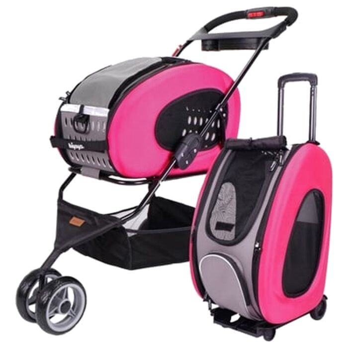 IBIYAYA 5-IN-1 Combo EVA Pet Carrier/Stroller - Hot Pink