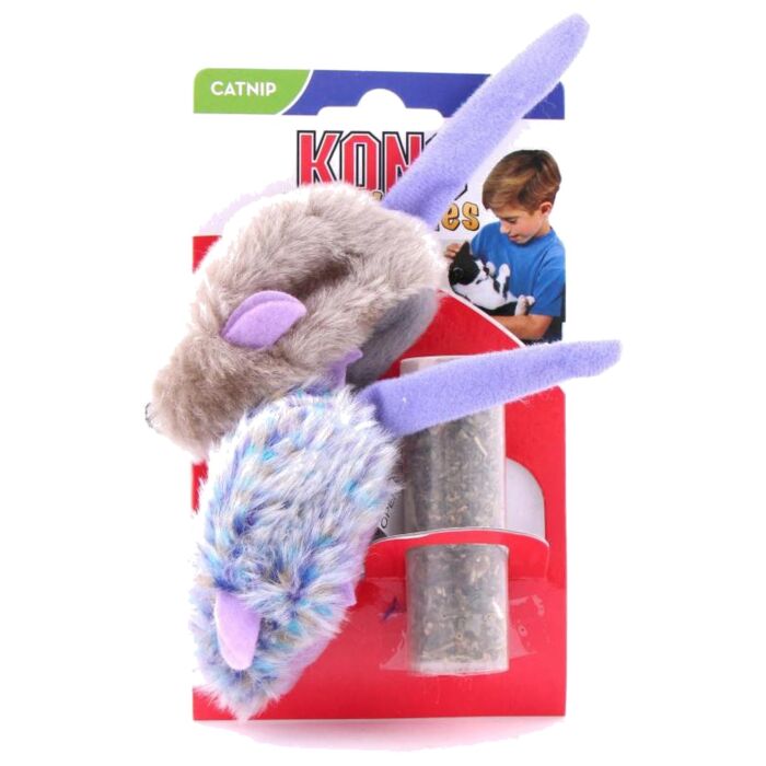 KONG Cat Toy - Refillables Catnip Purple Mouse & Frosty Grey Mous