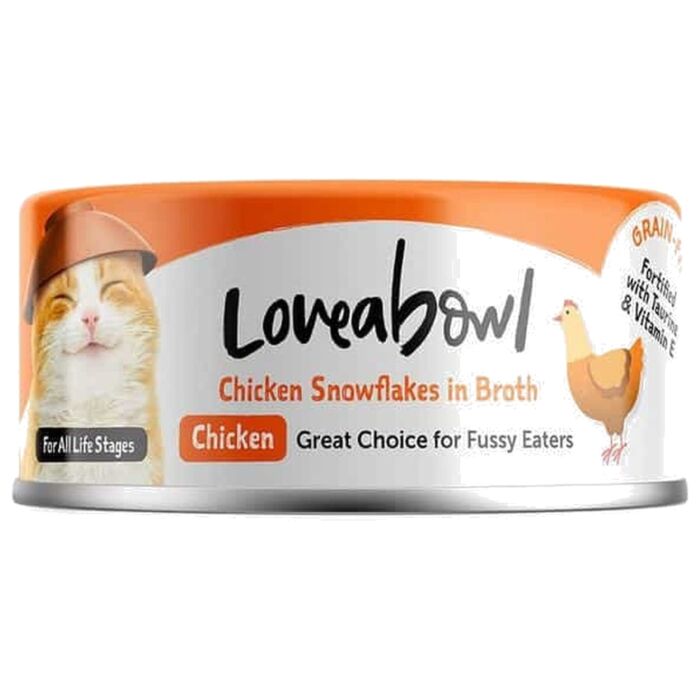 Loveabowl Cat Can - Grain Free Chicken Snowflakes In Broth 70g