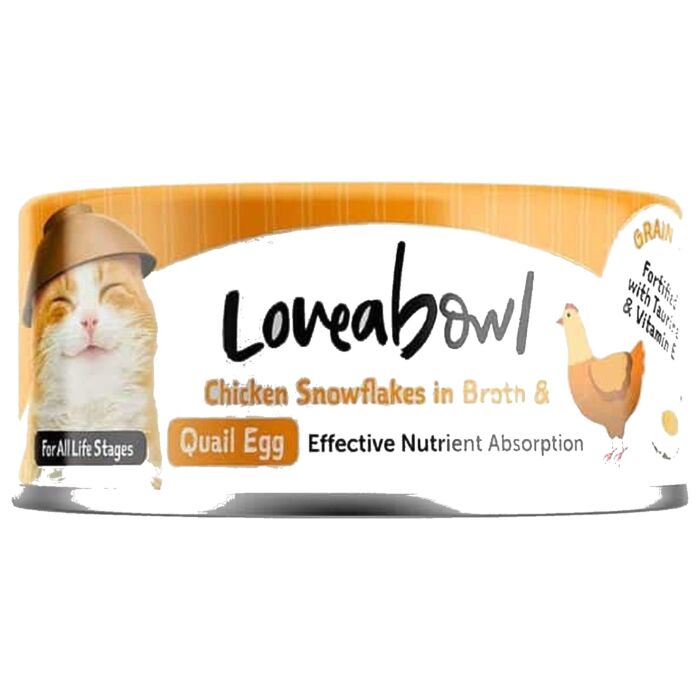Loveabowl囍碗 無穀物貓罐頭 - 有營嫩雞鵪鶉蛋肉湯 70g