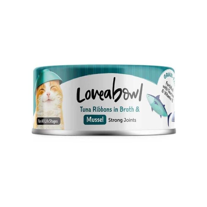 Loveabowl Cat Can - Grain Free Tuna Ribbons In Broth With Mussel 70g