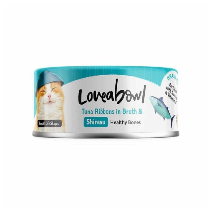 Loveabowl Cat Can - Grain Free Tuna Ribbons In Broth With Shirasu 70g