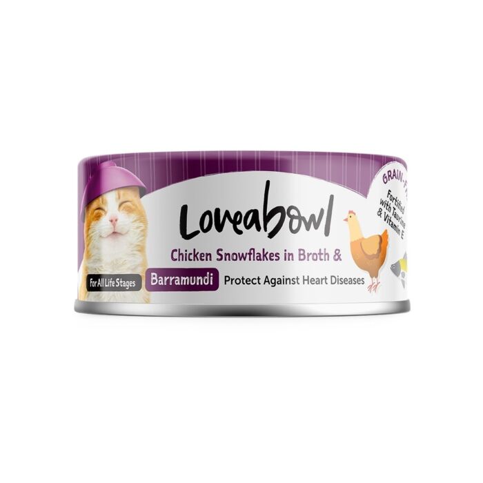 Loveabowl Cat Can - Grain Free Chicken Snowflakes In Broth With Barramundi 70g
