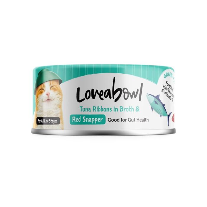 Loveabowl Cat Can - Grain Free Tuna Ribbons In Broth With Red Snapper 70g