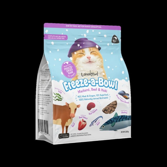 Loveabowl囍碗貓糧 - 心郁郁凍乾主食糧系列 - 無穀物牛肉雙魚海鮮配方