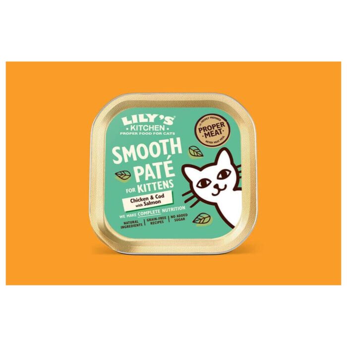 Lilys Kitchen Cat Wet Food - Smooth Pate for Kittens - Chicken Cod & Salmon 85g