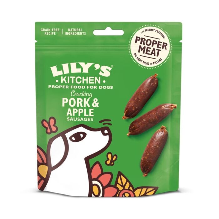 Lilys Kitchen Dog Treat - Cracking Pork & Apple Sausages 70g