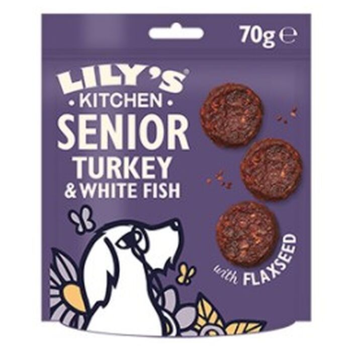 Lilys Kitchen Senior Dog Treat - Turkey and White Fish Bites 70g
