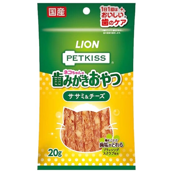 LION PET日本獅王貓小食 - PETKISS - 潔齒芝士雞柳條 20g