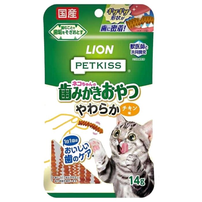 LION PET日本獅王貓小食 - PETKISS - 潔齒雞肉軟條 14g