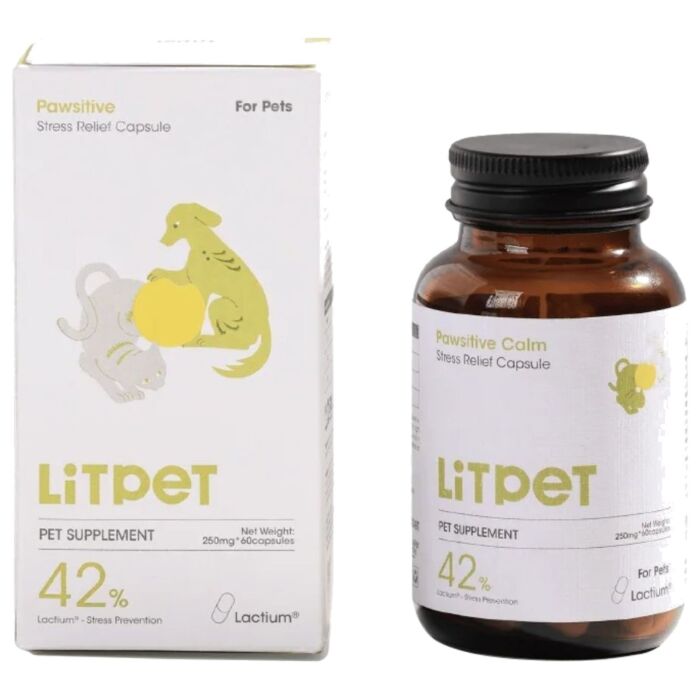 LiTPET Pawsitive Calm (Lactium) Capsules for Dogs & Cats (60 Capsules)