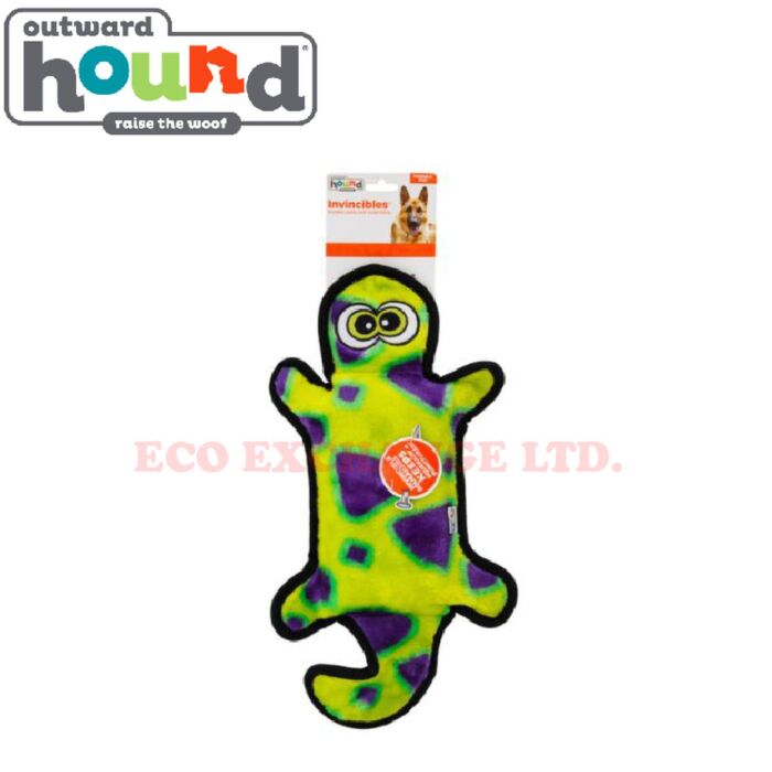Outward Hound Dog Toy - Invincibles Gecko Green Medium