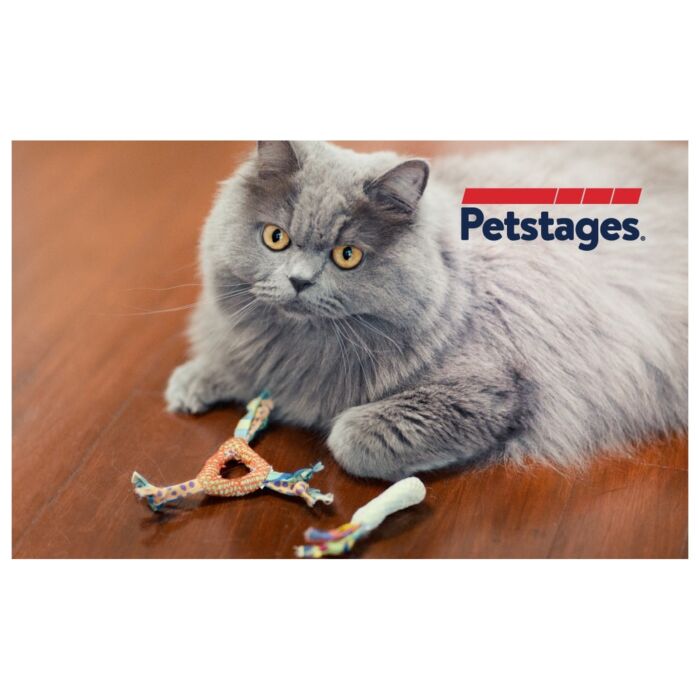 Petstages 益智貓玩具 - 貓草健齒網狀七彩繩環 (2.5" x 2個)