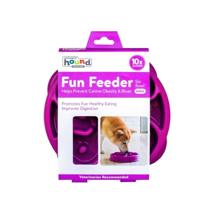 Outward Hound Fun Feeder Slo Bowl - Purple Flower Medium
