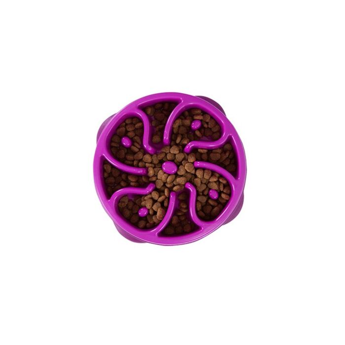 Outward Hound Fun Feeder Slo Bowl - Purple Flower Medium