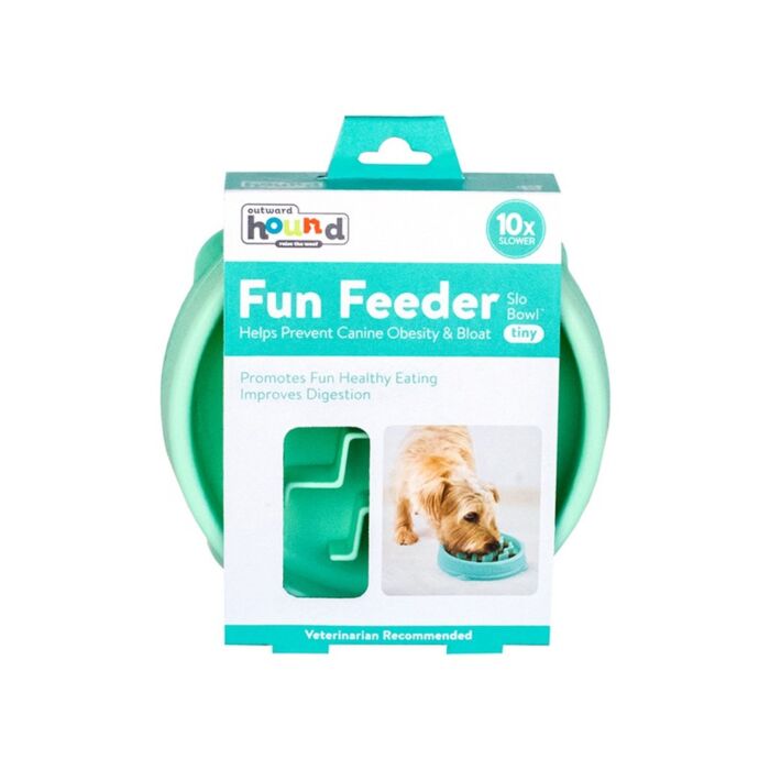 Outward Hound Fun Feeder Slo Bowl - Mint Wave X-Small