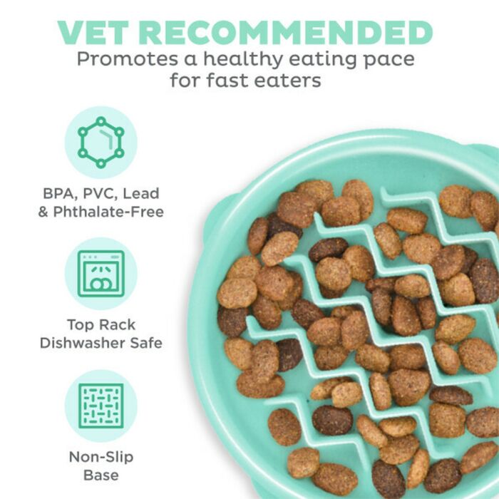 Outward Hound Fun Feeder Slo Bowl - Mint Wave X-Small