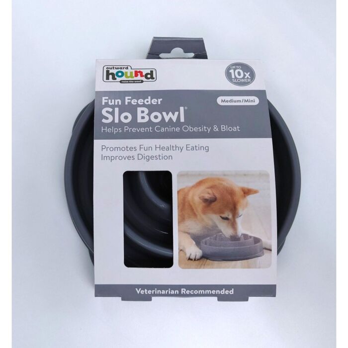 Outward Hound Fun Feeder Slo Bowl Drop - Gray Medium