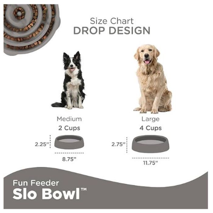 Outward Hound Fun Feeder Slo Bowl Drop - Gray Medium