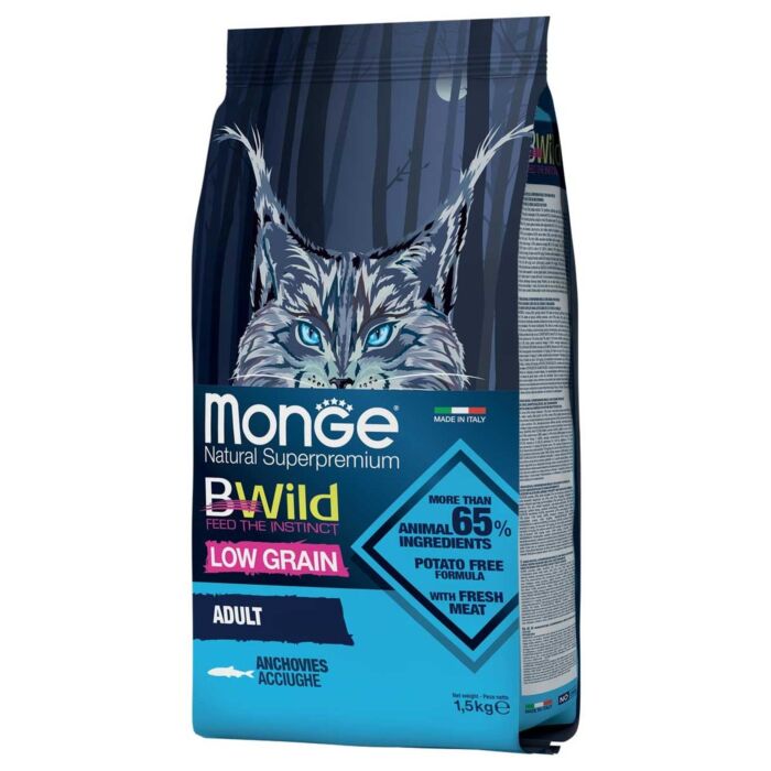 MONGE 低穀物野生系列 - 成貓乾糧 - 鯷魚肉配方