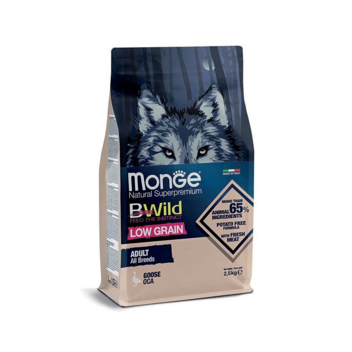 MONGE BWild 低穀物野生肉類成犬乾糧 - 鵝肉配方