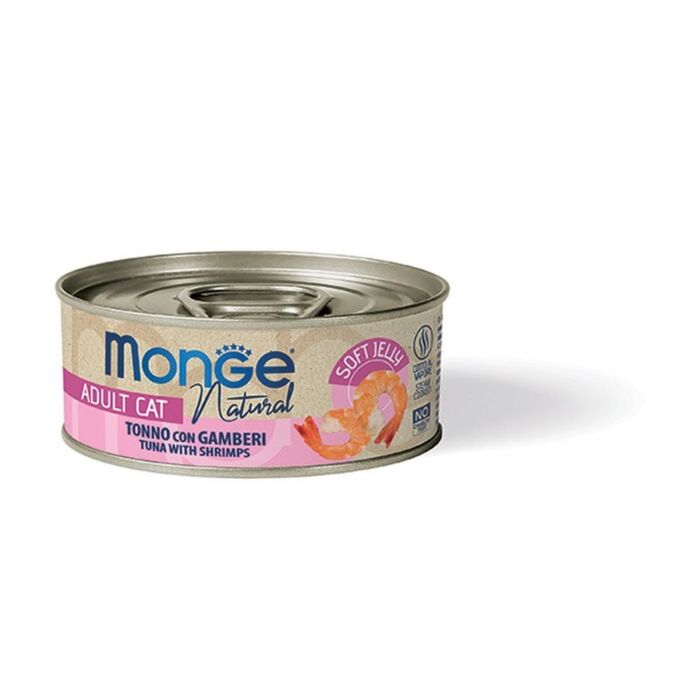 MONGE 貓罐頭 - 吞拿魚高蛋白質系列 - 吞拿魚，雞肉，蝦 80g