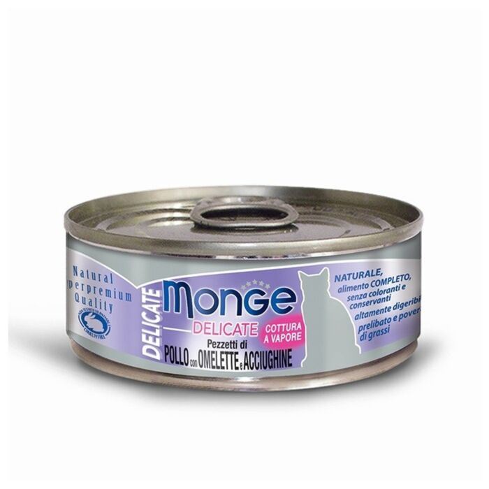 MONGE Cat Can - Delicate - Chicken with Omelette & Anchovies 80g
