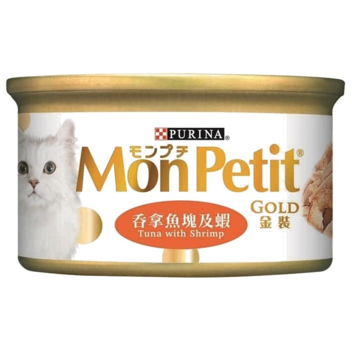 Purina Mon Petit 貓濕糧 - 金裝 - 吞拿魚塊及蝦 85g