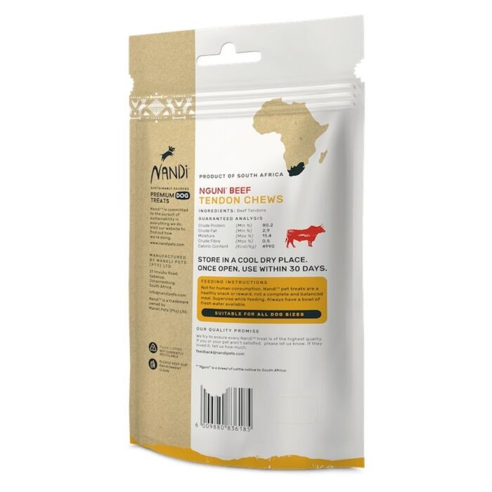 NANDI Dog Treat - Nguni Beef Tendon Chews 100g