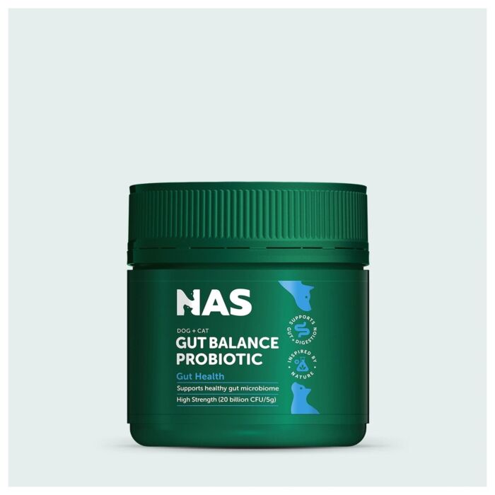 Natural Animal Solutions (NAS) Gut Balance Probiotic - Natural Powder (High Strength 20 Billion CFU) for Dogs & Cats 80g
